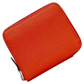 Hermès Monedero Azap Compact de seda Hermes Roja