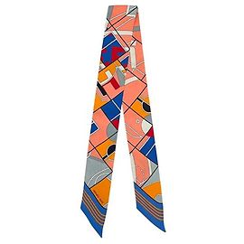 Pañuelo Twilly Hermès azul y rosa Rosa Azul