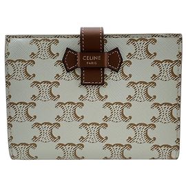Céline Carteira bi-fold com alça Celine Medium Branco