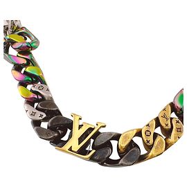 Collana Mini Monogram Louis Vuitton Nero Argento D'oro