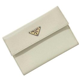 Cartera tríptico de cuero Saffiano Prada Blanco Otro