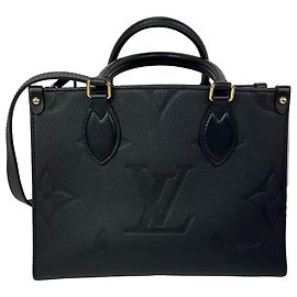 Bolsa Tote Louis Vuitton OnTheGo PM Giant Monogram Empreinte em couro preto Preto