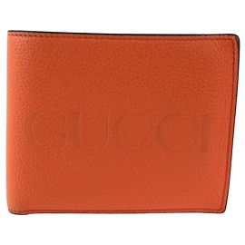 Gucci Orange Leather Compact Wallet Orange