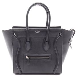 Céline Celine Luggage Micro Shopper Tote Bag aus Leder Schwarz