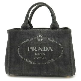 Prada Denim Canapa Tote Bag Black