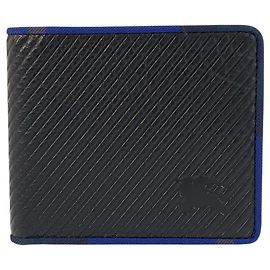 Burberry Leather Knight Black Blue Wallet Black