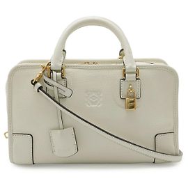 Loewe Leather Amazona 23 Anagram Handbag White