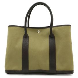 Hermès Hermes Garden Party PM Canvas Leather Tote Bag Braun