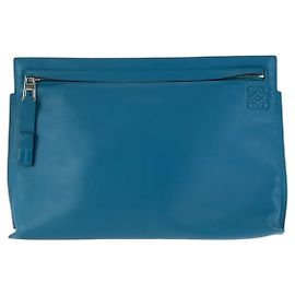 Pochette Loewe en cuir turquoise Anagram Bleu