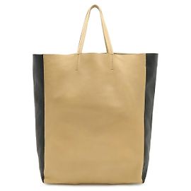 Céline Sac cabas horizontal bicolore en cuir Celine Marron Beige