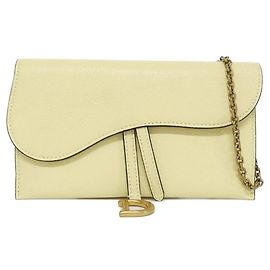 Christian Dior Saddle Goatskin Wallet Other Yellow