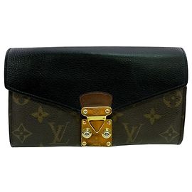 Louis Vuitton Pallas Flap Lock Bi-fold Monogramm Geldbörse Braun Schwarz Monogramm