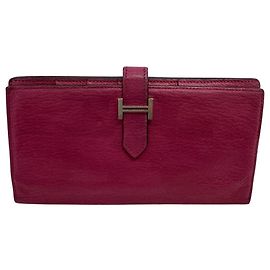 Hermès HERMES Bearn Soufflé Bi-fold Wallet Pink