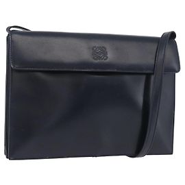 Loewe Anagram Shoulder Bag Leather Navy blue