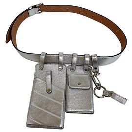 Fendi Silver Leather Fanny Pack Silvery