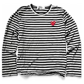 Autre Marque Comme des Garçons PLAY gestreiftes Langarmshirt Schwarz Weiß