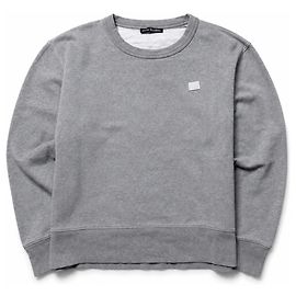 Acne Studios Felpa in cotone grigia con patch volto Grigio