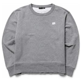 Acne Studios Sweatshirt de algodão cinza com patch de rosto Cinza