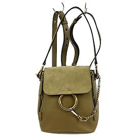 Chloé Chloe Faye Backpack Leather and Suede Mini Beige