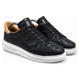 Louis Vuitton Monogram Embossed Leather Sneakers Brown Black