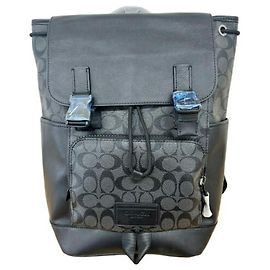 COACH Signature Leather Canvas Backpack Black