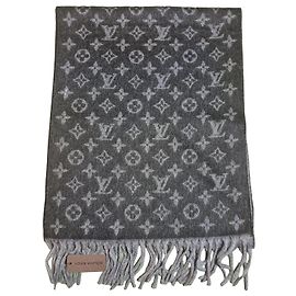 Sciarpa Louis Vuitton Monogram in Lana e Cashmere - Grigio Grigio