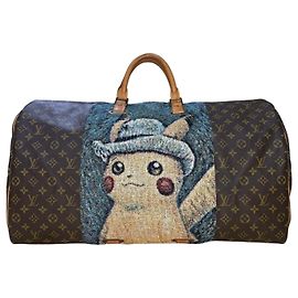 Louis Vuitton Keepall 60 Pikachu x Van Gogh Museum Custom Bag Brown Multiple colors Monogram
