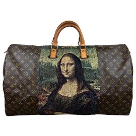 Sac Louis Vuitton Keepall 60 Mona Lisa Custom Tapestry Marron Multicolore