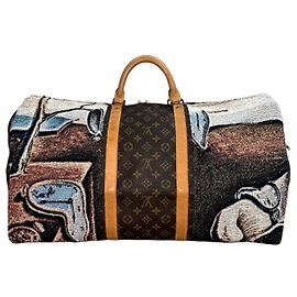 Louis Vuitton Keepall 60 Persistence of Memory Dali Custom Bag Brown White Beige