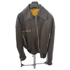 Gianni Versace schwarze Lederjacke mit Medusa-Futter Schwarz