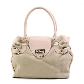 Bolsa de Ombro Salvatore Ferragamo Gancini Bege