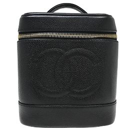 Chanel Vintage Timeless Cosmetic Case Caviar Tall Nero