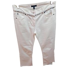 Calças Burberry em algodão branco com detalhe check Branco