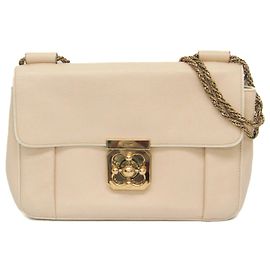 Chloé Bolsa de Alça de Corrente Chloe Elsie em Couro Small Bege