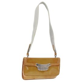 Borsa a tracolla PRADA in pelle vernice Giallo Argento Auth 180190 Argento Giallo