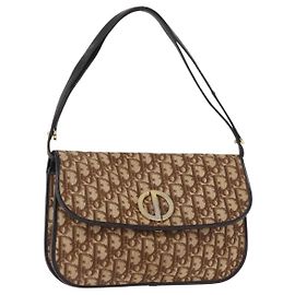 Borsa a Spalla Christian Dior Trotter Canvas Beige Oro Auth 182811 Beige D'oro
