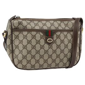 Borsa GUCCI GG Supreme Web Sherry Line PVC Beige Oro 89 02 077 Auth BA13151 Beige D'oro