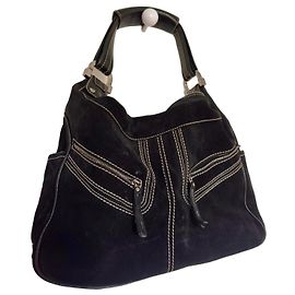 Tod's Borsa Hobo in scamosciato nero Nero