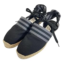 Hermès Canvas Espadrilles Schwarz Grau