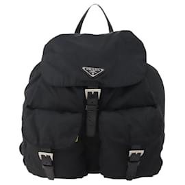 Prada Double Front Pocket Backpack Tessuto Medium Black