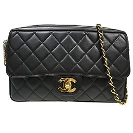 Chanel Vintage Square Classic Single Flap Bag Quilted Lambskin Mini Black