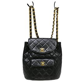 Sac à dos Chanel Duma Drawstring en cuir matelassé Large Noir