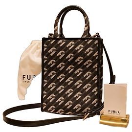 Furla Monogram Canvas Handbag Black White