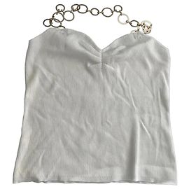 Autre Marque Musier Paris Top Halter Branco Canelado Branco