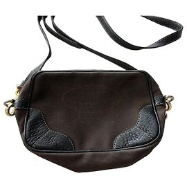 Mini bolsa transversal com zíper Prada em lona e couro Marrom
