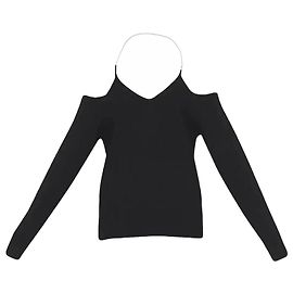 Dries Van Noten Schwarzer Merino-Wollpullover mit Cold-Shoulder-Ausschnitt Schwarz