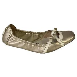 TOD'S gold leather ballet flats Golden
