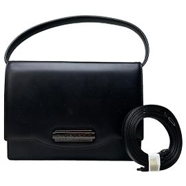 Borsa a tracolla in pelle vintage Givenchy nera argento Nero