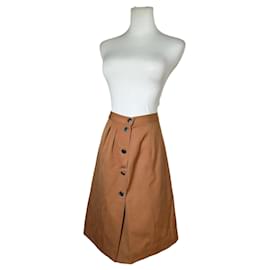 Salvatore Ferragamo Falda vintage Ferragamo de mezcla de lana color tan M Camello