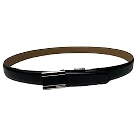 Yves Saint Laurent Ceinture en cuir vintage Saint Laurent noir beige argent Noir